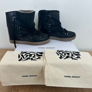 Brand New Unworn Isabel Marant Black Knowles Leather Snow Boots Sz 37